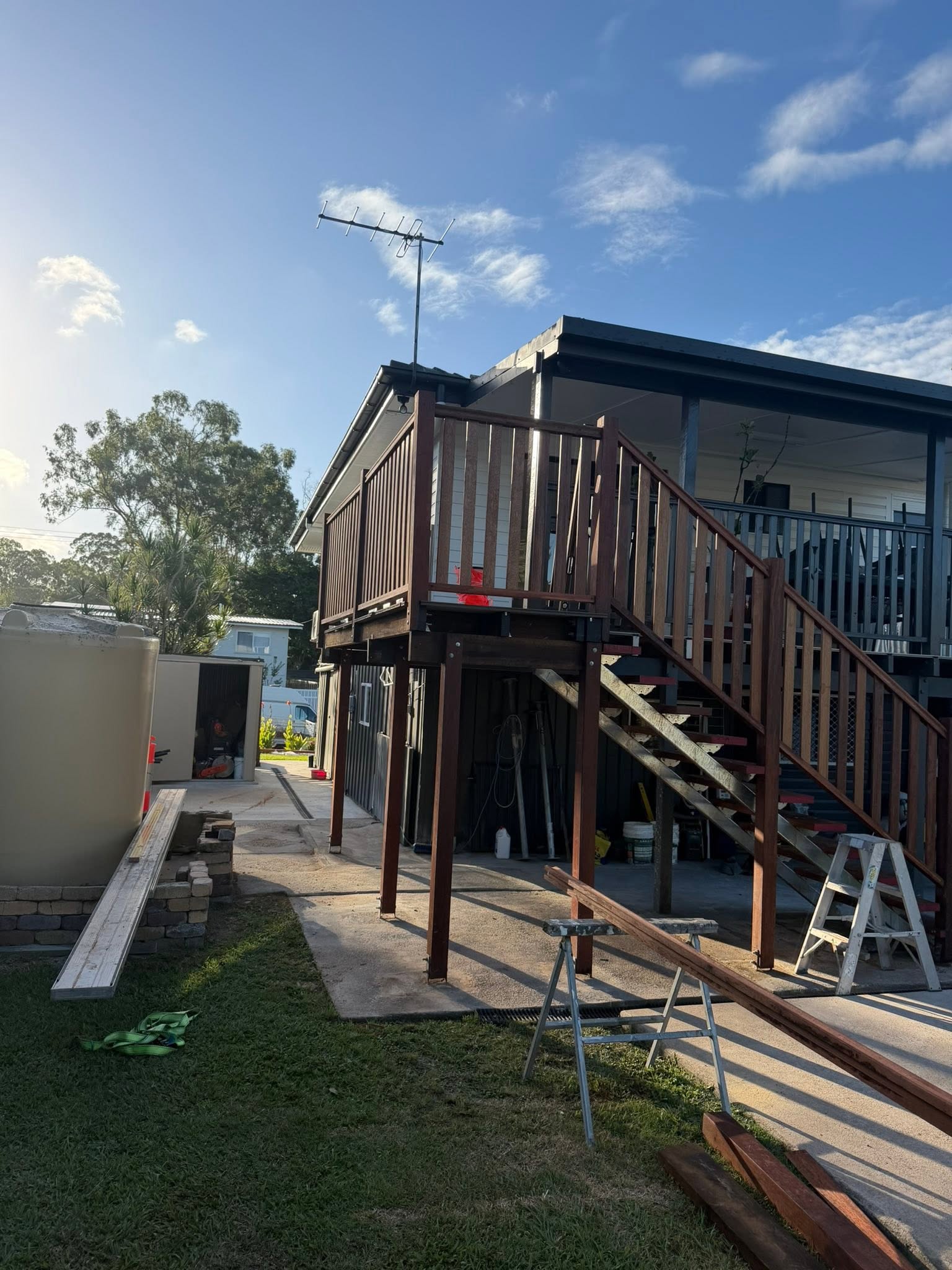 Timber deck extension built by Adrian's Carpentry in North Brisbane